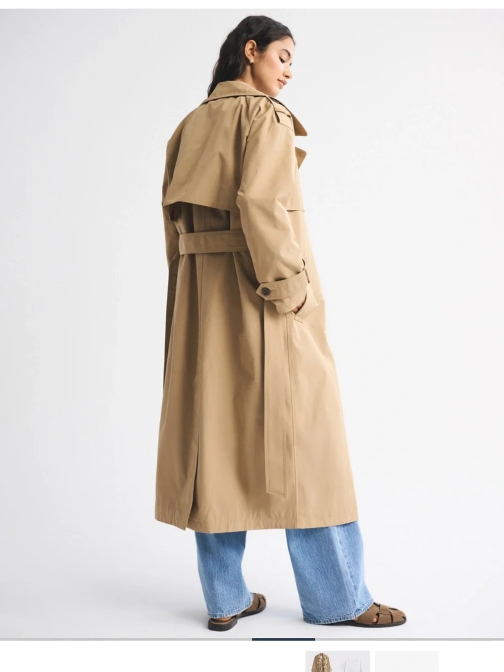 Abercrombie & Fitch Tan Belted Trench Coat - Picture 3 of 4